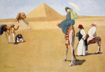Posieren bei den Pyramiden, aus „Die heitere Seite Ägyptens“, 1908