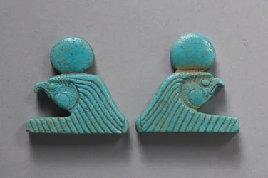 Falkenköpfige Halskettenenden (Fayence)