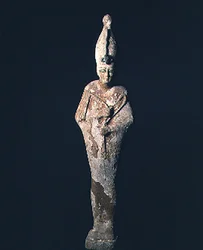 Mit Gesso bedeckte Holzfigur des Osiris, Saite-Periode, 664-525 v. Chr.