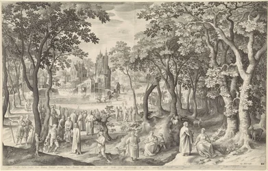 Landschaft mit Ruine eines runden Tempels