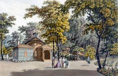 Die Einsiedelei im Garten des Kaiserpalastes von Laxenburg, Österreich, um 1790