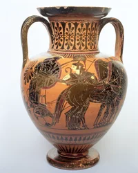 Schwarzfigurige Amphora mit Darstellung einer Quadriga, 515-490 v. Chr. (Keramik)