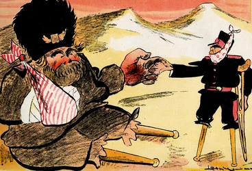 Die zukünftige Allianz - "Wir hätten so anfangen sollen!" - Russland und Japan schütteln sich die Hände. 1904