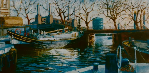 Grosvenor Dock, 2001, Boot im Thames Dock