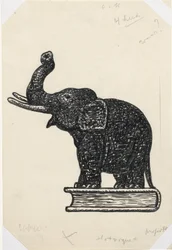 Elefant auf Buch (Skizze)