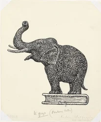 Elefant auf Buch (Skizze)