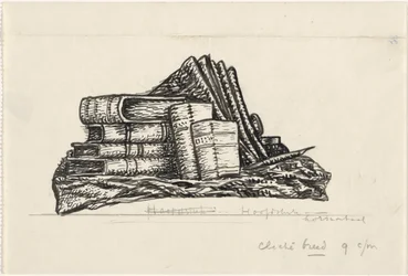 Stapel Bücher und Schreibwaren
