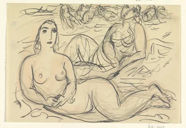 Zwei nackte Frauen im Wasser