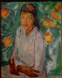 Julia am Orangenstrauch