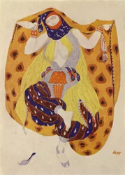 Odaliske, Kostümentwurf von Leon Bakst für eine Ballets Russes Produktion von Scheherazade