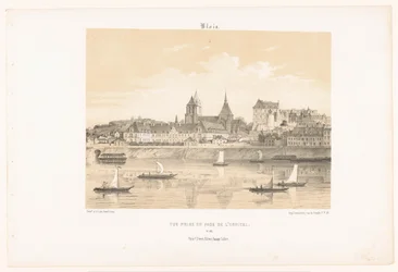 Ansicht des Krankenhauses von Blois von der anderen Seite der Loire