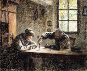 Mann und Frau trinken Eau de Vie