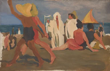 Badende am Lido, Venedig Serge Diaghilev und Vaslav Nijinsky am Strand