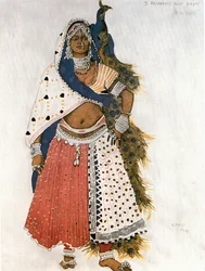 Bajadera und Pfau, Kostümentwurf für Reynaldo Hahns Ballett "Dieu Bleu" - der Blaue Gott