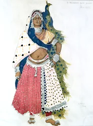 Bajadere mit Pfau, Entwurf eines Ballettkostüms, 1911