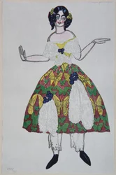 Kostümentwurf für das Ballett Der magische Spielzeugladen von G. Rossini, 1919