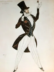 Florestan, Entwurf für ein Kostüm für das Ballett Karneval, komponiert von Robert Schumann, 1919