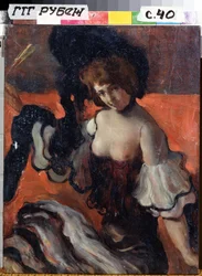 In einem Restaurant, Dame in Schwarz