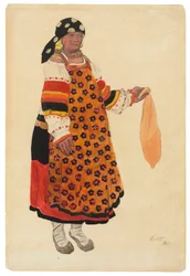 Bäuerin. Kostümentwurf für das Vaudeville Altes Moskau im Théâtre Femina, Paris, 1922