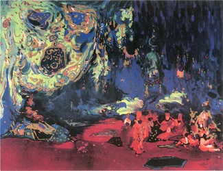 Entwurf der Kulisse für Rimski-Korsakows Ballett "Scheherazade"