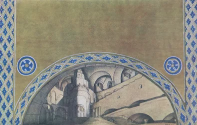 Bühnenbild für das Stück Das Martyrium des Heiligen Sebastian von Gabriele D