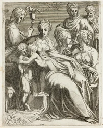 Die Heilige Familie mit Heiligen