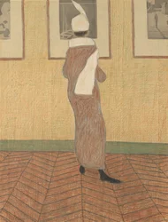 Frau bei einer Ausstellung