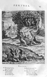 Pentheus, König von Theben, widersteht Dionysos