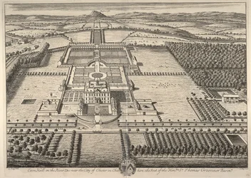 Eaton Hall am Fluss Dee in der Nähe der Stadt Chester in Cheshire, der Sitz des ehrenwerten Sir Thomas Grosvenor