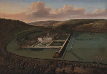 Die Südostansicht von Hampton Court, Herefordshire