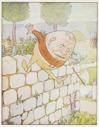Humpty Dumpty hatte einen großen Fall, aus A Nursery Rhyme Picture Book, veröffentlicht 1914 (Farblitho)