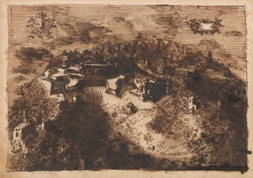 Eine befestigte Stadt (recto); Ein geometrisches Design (verso)