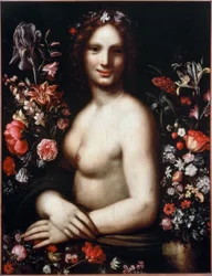 Büste einer jungen Frau namens Flora (Flora) unter den Blumen
