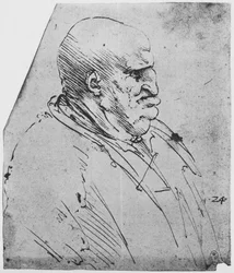 Ein groteskes Profil eines Mannes nach rechts, um 1480