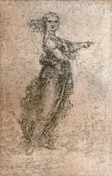Kohlezeichnung einer weiblichen Figur, ca. 1472-ca. 1519, 1883