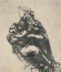 Madonna und Kind mit einer Katze, um 1475