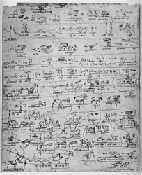 Blatt mit Piktogrammen, um 1480 1945