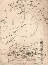 Skizzenkarte von Mailand, ca. 1472-1519, 1883
