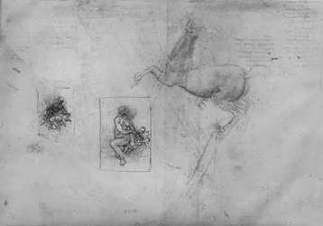 Skizzen für eine kniende Leda und ein Pferd, um 1480 1945