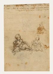 Studien für das Christuskind mit einem Lamm (recto); Kopf eines alten Mannes und Studien von Maschinen (verso)