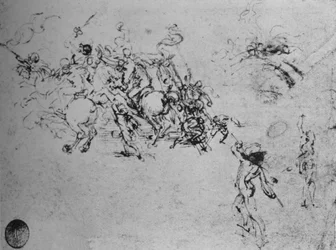 Studien von kämpfenden Reitern und Fußsoldaten, ca. 1480, 1945