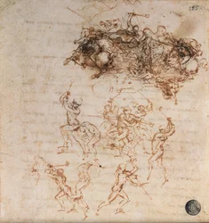 Studie von Reitern im Kampf und Fußsoldaten, 1503