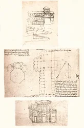 Drei Zeichnungen von Kirchen, um 1472-1519