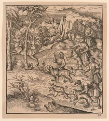 Eine Hirschjagd, aus "Der Weisskunig"