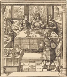 Der junge weiße König zwischen der Königin und der Prinzessin von Feuereisen