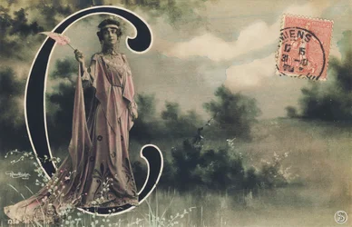 Großbuchstabe C: Lucienne Roger, Halbweltkünstlerin der Belle Époque, 1906