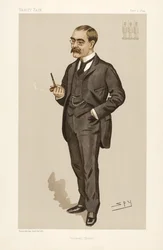 Rudyard Kipling (1865 - 1936), aus Vanity Fair, veröffentlicht 1894