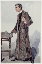Sherlock Holmes, Karikatur aus Vanity Fair des Schauspielers William Gillette, 1907