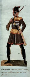Französische Revolution: Freiwilliger Aufbruch zur Armee. Gouache der Brüder Lesueur, Musée Carnavalet, Paris