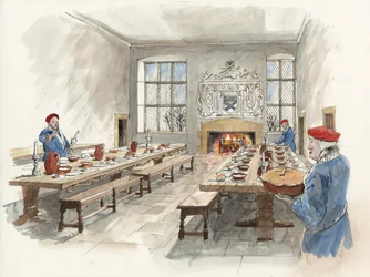 Rekonstruktion der Großen Halle in Hardwick Old Hall im Jahr 1601